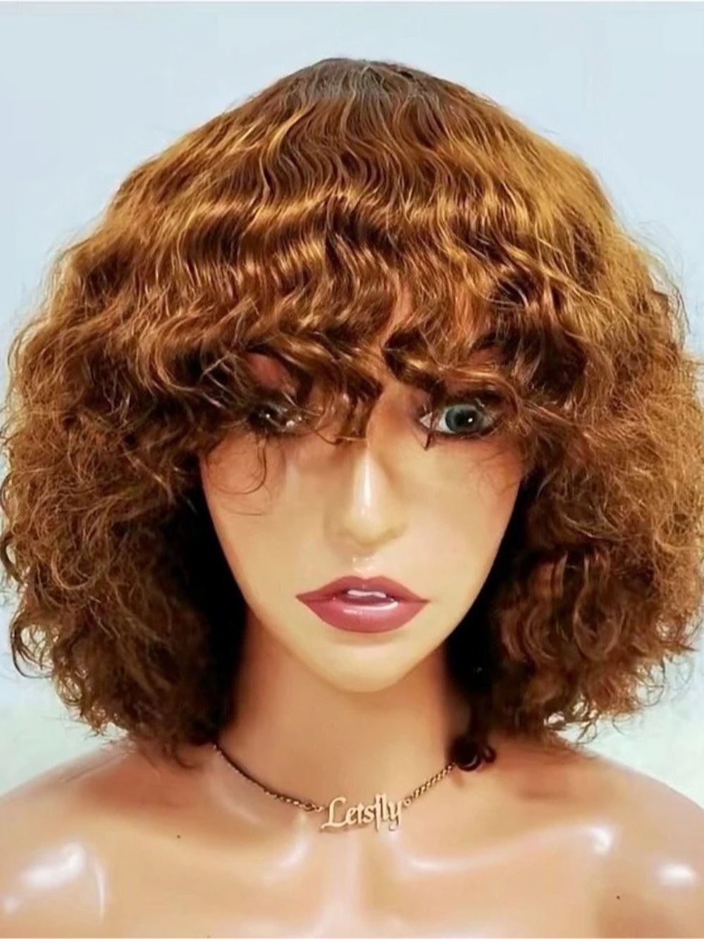 Curly Human hair Curly Wigs With Bangs / 100% Human Hair